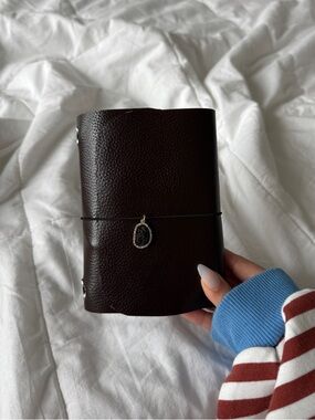 Brown Leather Journal Cover with Charms A6